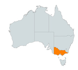 Map Highlighting Victoria in Australia