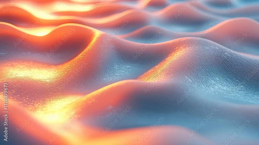 Poster waves of light create a mesmerizing pattern on a textured surface at dusk
