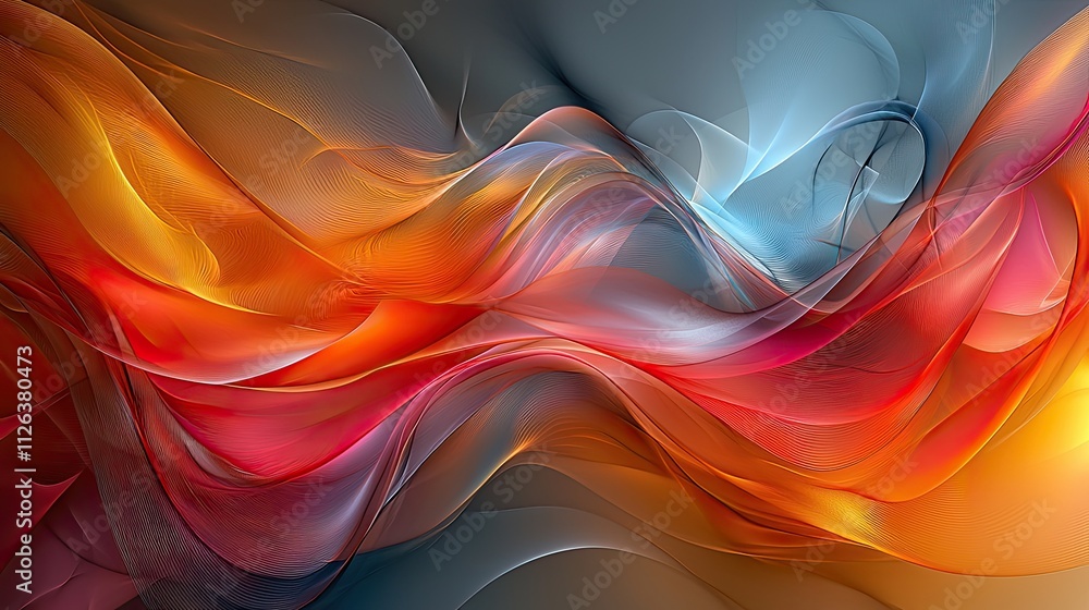 Poster colorful abstract wave patterns create a dynamic visual flow in a fluid design