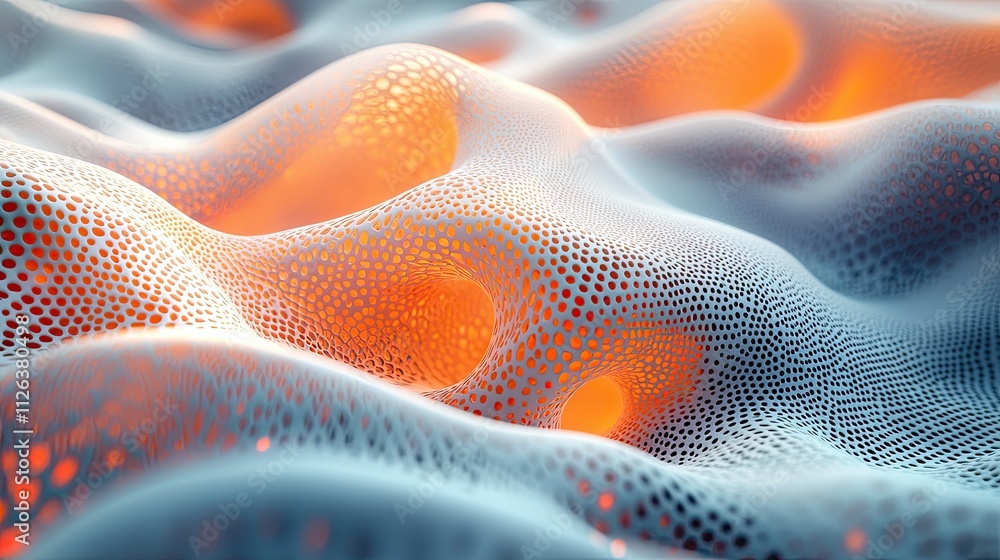 Poster colorful abstract surface with undulating patterns and light effects in a fluid-like formation