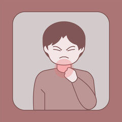 Sore throat, cold, tonsillitis, sore throat illustration