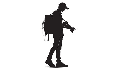 Black vector silhouette of a woman in business attire, standing tall