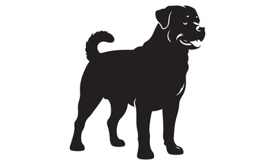 Black Labrador Retriever Dog Silhouette Vector Isolated on White Background