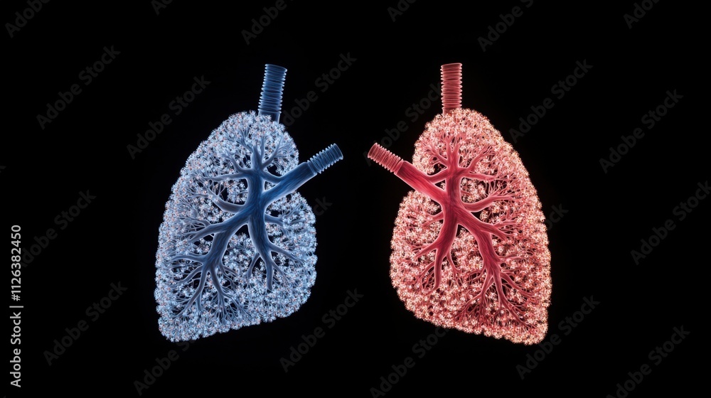 Poster the image depicts a striking representation of lungs in contrasting colors, symbolizing the respirat