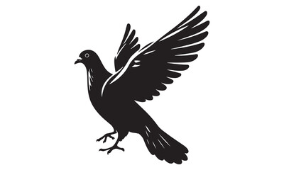 Black raven silhouette vector illustration, flying wild bird with outstretched wings, perfect for tattoo design or nature art