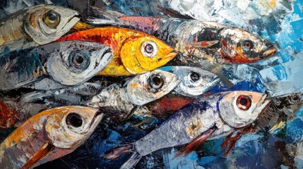 Fresh fish on ice. Generative AI