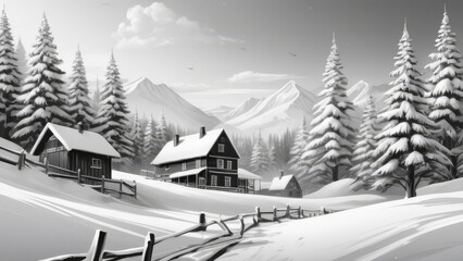 Fototapeta premium winter landscape with snow covered mountains