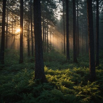 sunrise in the forest