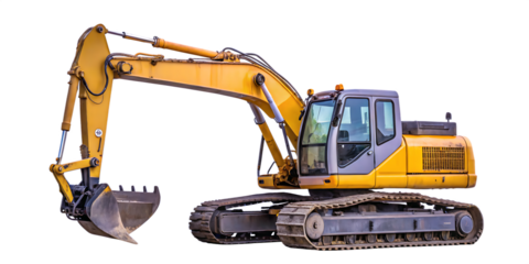 Excavator on white background.AI GENERATED