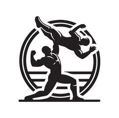 Wrestling logo silhouette vector illustration