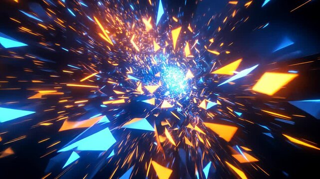 Abstract Geometric Tunnel with Neon Colors
