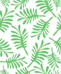 Abstract background or pattern with tropical green leaves on a white background. Vector.