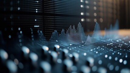 Abstract digital graph, glowing points, dark background.