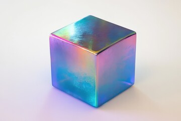 colorful iridescent cube on a light background