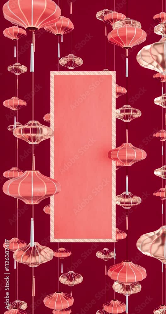 Aufkleber abstract chinese lantern animation background greeting card with copy space. 4k seamless loop animat