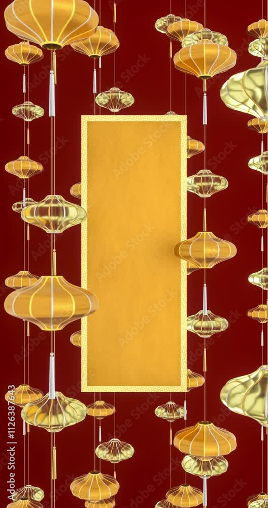 Aufkleber abstract chinese lantern animation background greeting card with copy space. 4k seamless loop animat