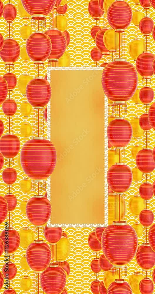 Aufkleber abstract chinese lantern animation background greeting card with copy space. 4k seamless loop animat