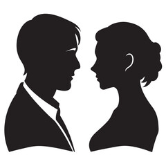 Man and woman face silhouette 