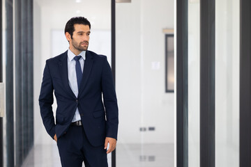 Portrait of Confident successful business people woking in office. rich confident business man owner in office.