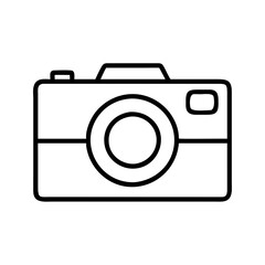 camera icon, technology vector icon, electronic vector illustration - black outline icon of camera symbolizing technology, electronic, and evolution in simple design.