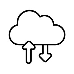 cloud icon, technology vector icon, electronic vector illustration - black outline icon of cloud symbolizing technology, electronic, and evolution in simple design.