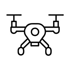 drone icon, technology vector icon, electronic vector illustration - black outline icon of drone symbolizing technology, electronic, and evolution in simple design.