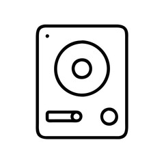 harddriveicon, technology vector icon, electronic vector illustration - black outline icon of harddrivesymbolizing technology, electronic, and evolution in simple design.