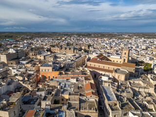 Fototapeta premium Aerial drone view of the old town center in Nardò, a town in Puglia, southern Italy.