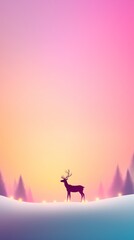 Elegant Minimal Winter Scene Showing a Deer in Snow With Clean Composition and Gentle Sunrise Colors