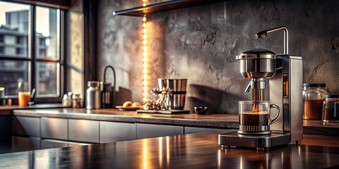 Modern Kitchen Coffee Maker: Urban Exploration Photography Style