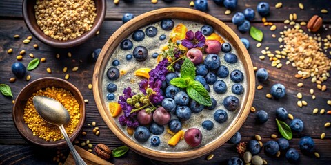 Night Photography: Vegan Buckwheat Smoothie Bowl - Healthy Detox Breakfast Recipe