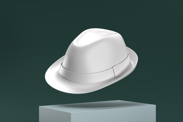 A white hat is floating in the air