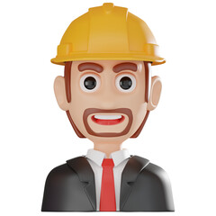 3D Icon Male Engineer for Construction Projects
