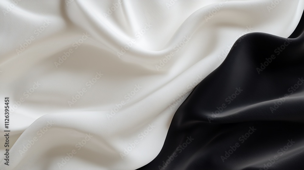 Poster elegant satin fabric display with folded textiles studio setting