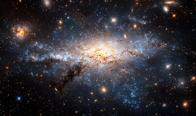 Naklejka premium Awe inspiring celestial scene swirling galaxies cosmic wonder vibrant stars nebula space universe astronomy night sky deep space cosmic dust star cluster galaxy cluster interstellar cosmic celestial