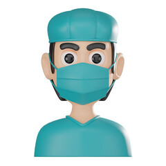 3D Render of Surgeon Avatar Representing Healthcare and Surgery Themes Illustration