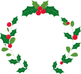 Festive Christmas Wreath Illustration - Holiday Decor Design for Seasonal Cheer