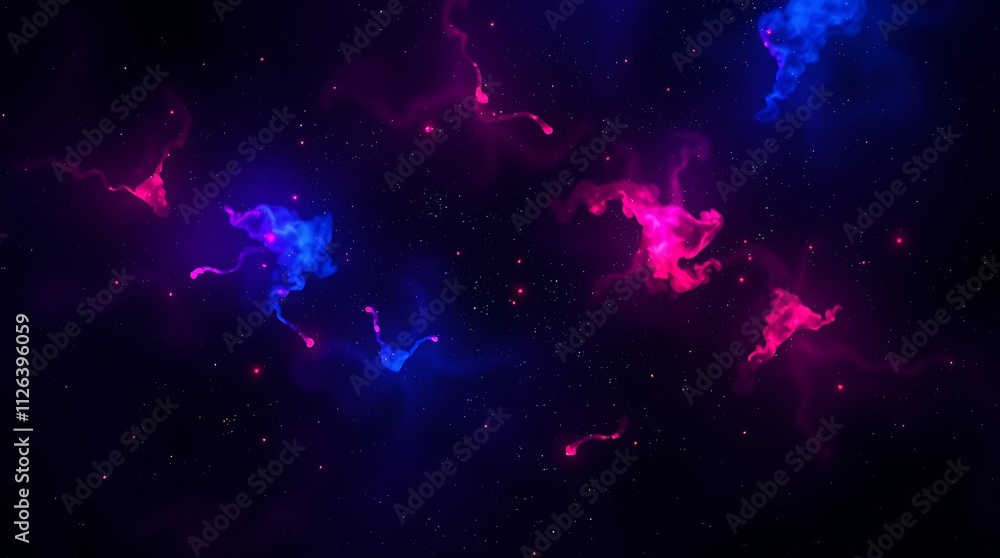 Poster cosmic nebula: a surreal abstract background with swirling clouds of vibrant pink and blue nebulae i