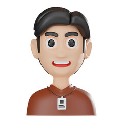  3D Render Professional Employee Avatar with ID Badge illustration