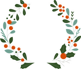 Festive Christmas Wreath Illustration - Holiday Decor Design for Seasonal Cheer