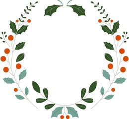 Festive Christmas Wreath Illustration - Holiday Decor Design for Seasonal Cheer