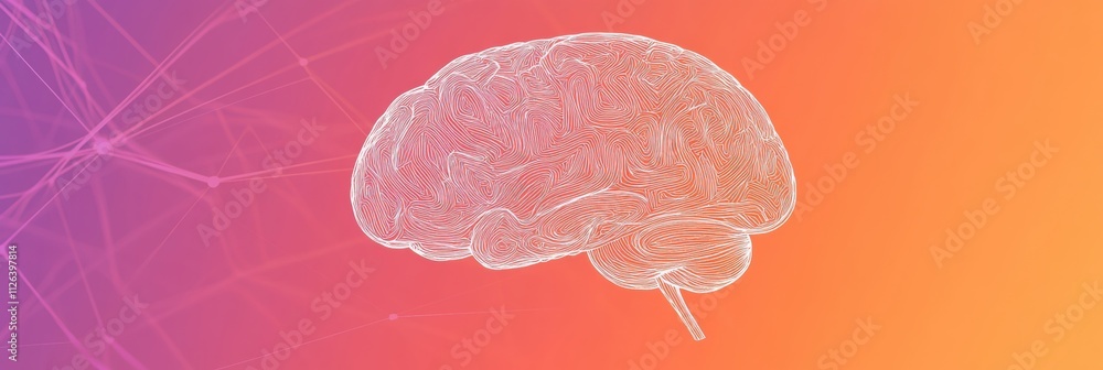 Aufkleber this design features a white line illustration of a human brain on a soft gradient background, provi