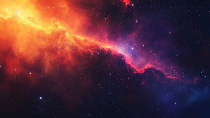 Fototapeta premium Vibrant cosmic nebula in space purple and orange hues stars, galaxy, outer space, celestial, universe, night sky, abstract