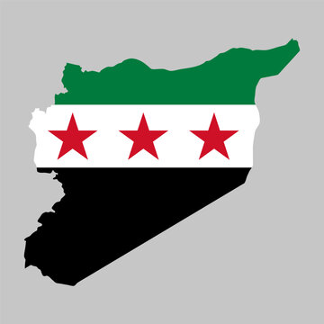 recommend clip art: outline of country map on flag Syria, national symbol, red stars