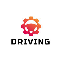 Steering wheel logo. Automobile steer wheel illustration on white background