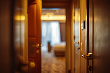 Generative AI Image of Open Hotel Room Door Inviting Traveler for Stay