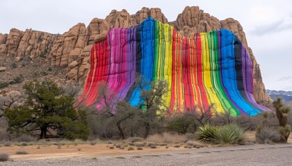 A breathtaking glass mountain reflecting vibrant rainbow colors as sunlight dances on its surface.