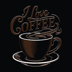 I Love  coffee with beans