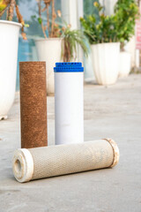 The difference between a dirty filter water purifier that has been used and a new water purifier on the water purifier system