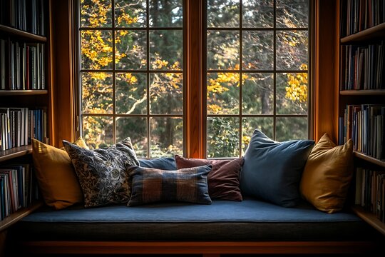 Living room interior with bookshelf.